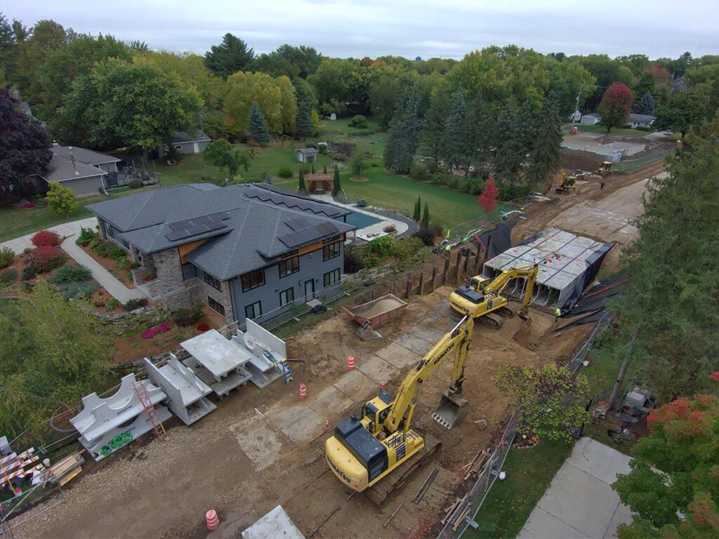 aerial view of stormwater system construction